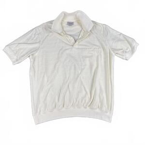 Windham Pointe Cream Textured Polo Shirt – Vintage Casual Classic, Size L